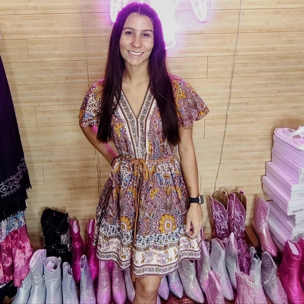 Women's Fall Floral Bohemian Dress